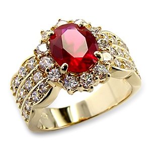 ELEGANT CRT RUBY ROSETTE DRESS RING 14KRGP-size 6